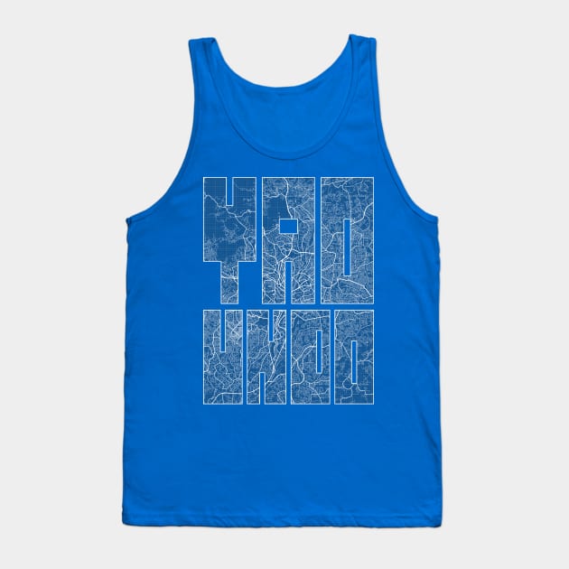 Yaounde, Cameroon City Map Typography - Blueprint Tank Top by deMAP Studio